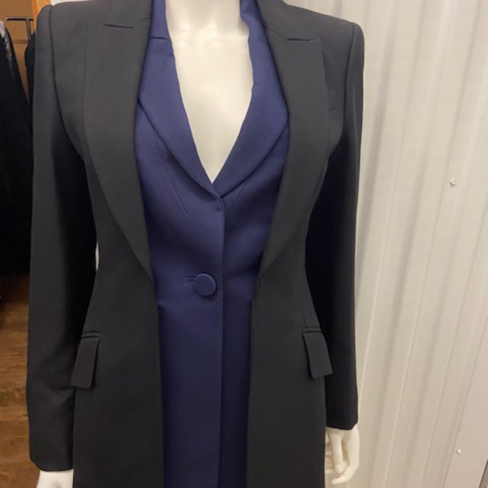 Alexander McQueen Black and Navy Satin-Trim Blazer - Picture 8 of 9